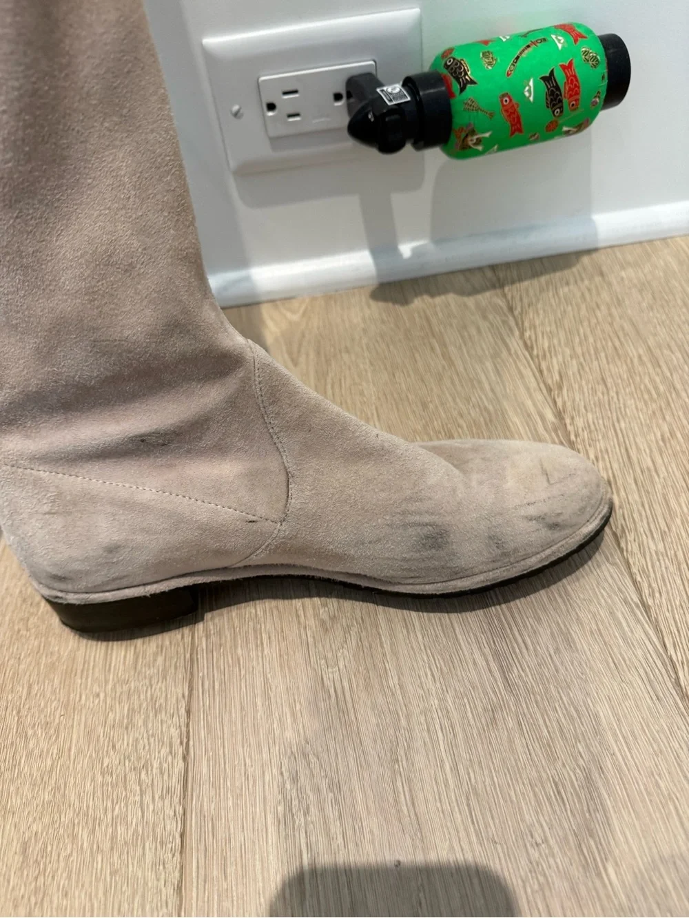 Stuart Weitzman Over-the-Knee Suede Boots in Beige